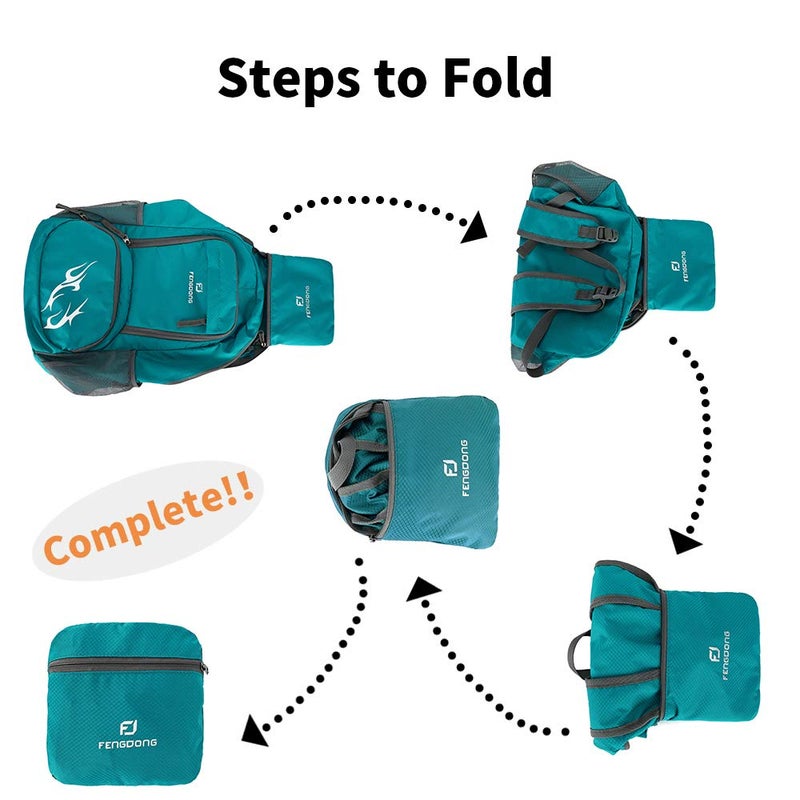 FENGDONG 35L Lightweight Foldable Waterproof Packable Travel Hiking Backpack Daypack for men women Green - Image 3